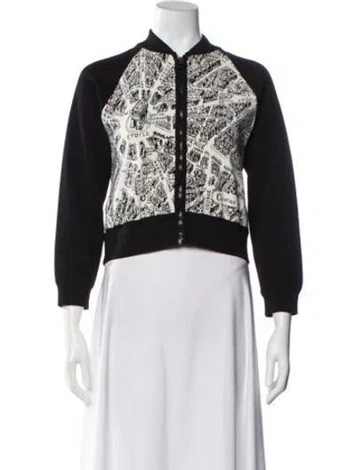 Pre-owned Dior Virgin Wool Printed Bomber Jacket In Black