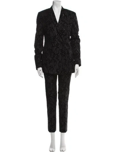 Pre-owned Dior Virgin Wool Printed Pantsuit In Black