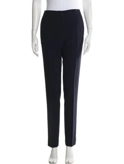 Pre-owned Dior Virgin Wool Straight Leg Pants In Blue