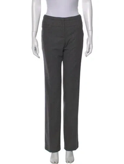 Pre-owned Dior Virgin Wool Straight Leg Pants In Gray