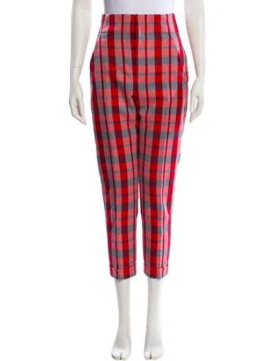 Pre-owned Dior Virgin Wool Straight Leg Pants In Red