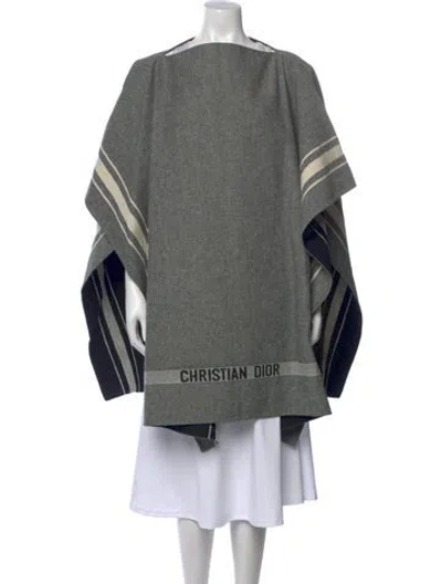 Pre-owned Dior Virgin Wool Striped Sweater In Gray
