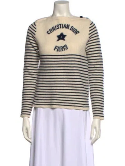 Pre-owned Dior Virgin Wool Striped Sweater In Neutral