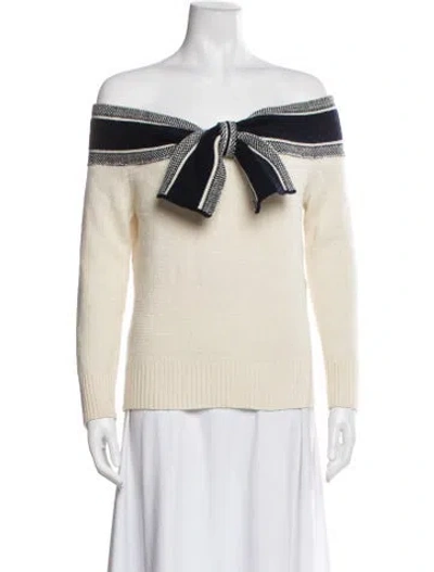 Pre-owned Dior Virgin Wool Striped Sweater In Neutral