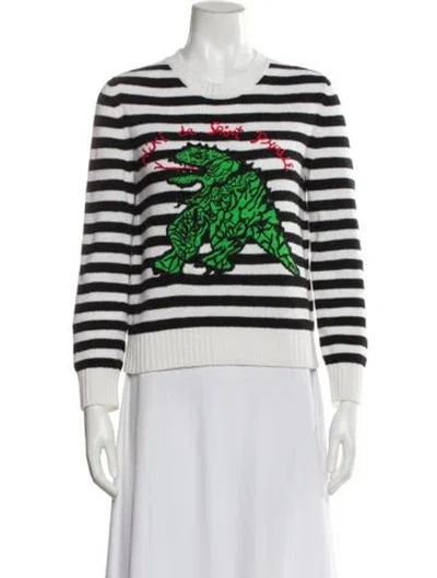 Pre-owned Dior Virgin Wool Striped Sweater In White