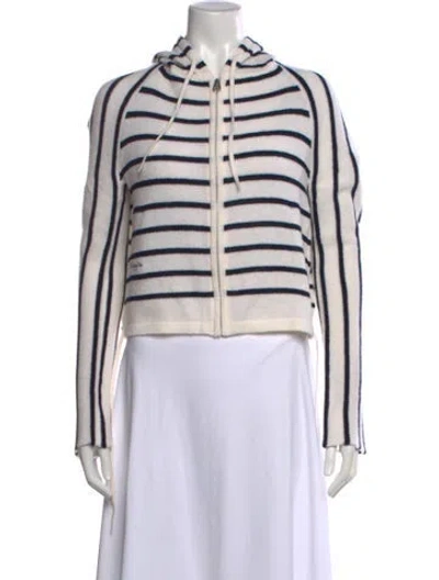 Pre-owned Dior Virgin Wool Striped Sweater In White