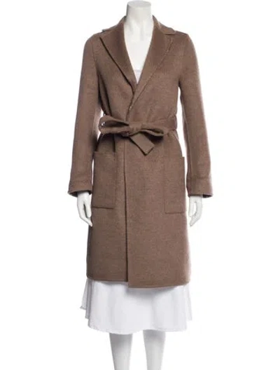 Pre-owned Dior Virgin Wool Trench Coat In Brown
