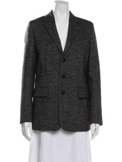 Pre-owned Dior Virgin Wool Tweed Pattern Blazer In Black