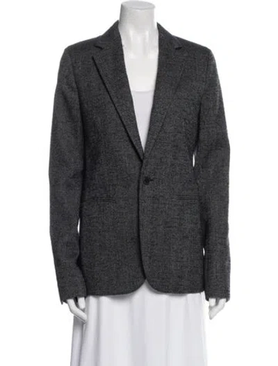 Pre-owned Dior Virgin Wool Tweed Pattern Blazer In Gray