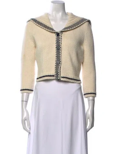 Pre-owned Dior Virgin Wool V-neck Sweater In Neutrals