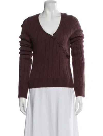 Pre-owned Dior Virgin Wool V-neck Sweater In Purple