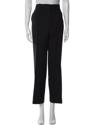 Pre-owned Dior Virgin Wool Wide Leg Pants In Black