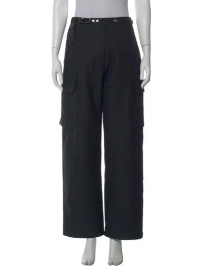 Pre-owned Dior Virgin Wool Wide Leg Pants In Black