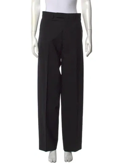 Pre-owned Dior Virgin Wool Wide Leg Pants In Black