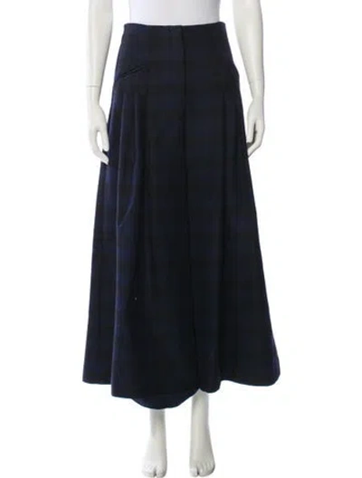 Pre-owned Dior Virgin Wool Wide Leg Pants In Blue