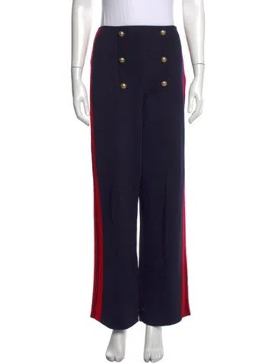 Pre-owned Dior Virgin Wool Wide Leg Pants In Blue