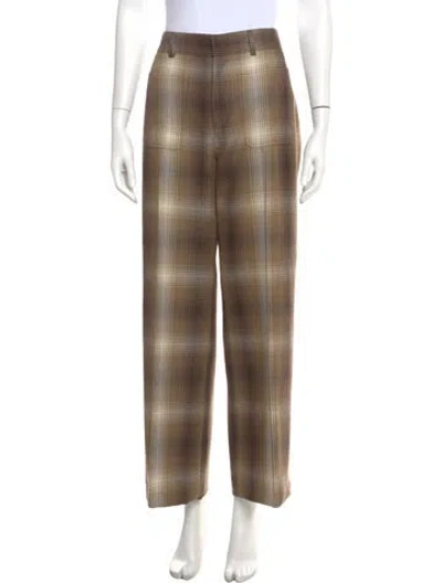 Pre-owned Dior Virgin Wool Wide Leg Pants In Brown