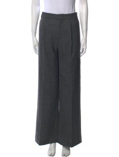 Pre-owned Dior Virgin Wool Wide Leg Pants In Gray
