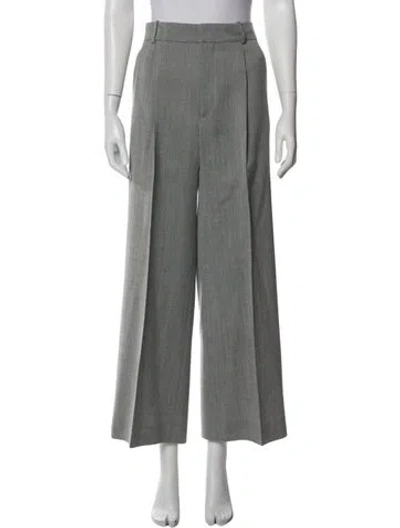 Pre-owned Dior Virgin Wool Wide Leg Pants In Gray