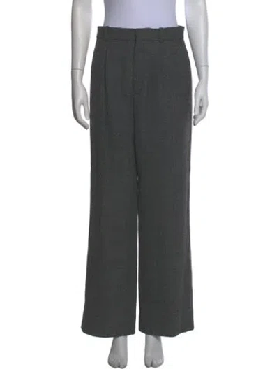 Pre-owned Dior Virgin Wool Wide Leg Pants In Grey