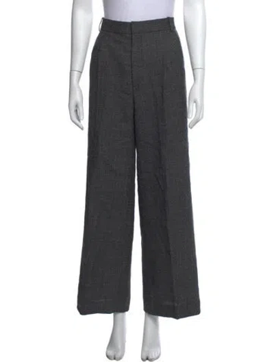 Pre-owned Dior Virgin Wool Wide Leg Pants In Grey