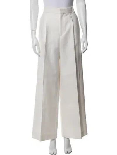 Pre-owned Dior Virgin Wool Wide Leg Pants In Neutrals
