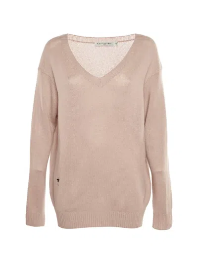 Pre-owned Dior V-neck Cashmere Sweater In Pink