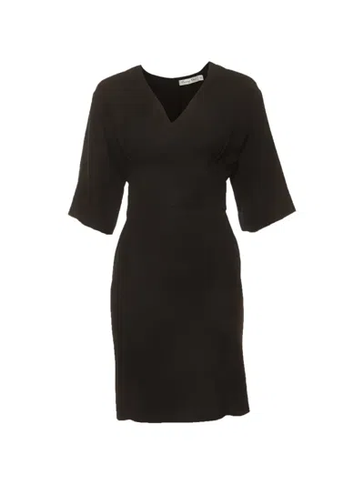 Pre-owned Dior V-neck Crepe Mini Dress In Black