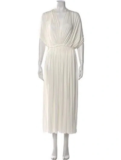 Pre-owned Dior V-neck Long Dress In Neutral