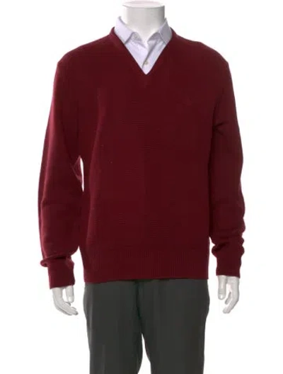 Pre-owned Dior V-neck Long Sleeve Pullover In Red