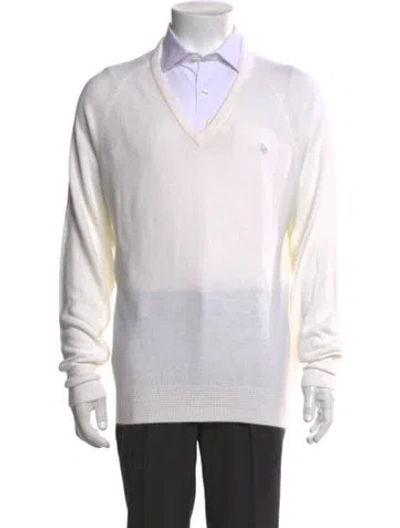 Pre-owned Dior V-neck Long Sleeve Pullover In White
