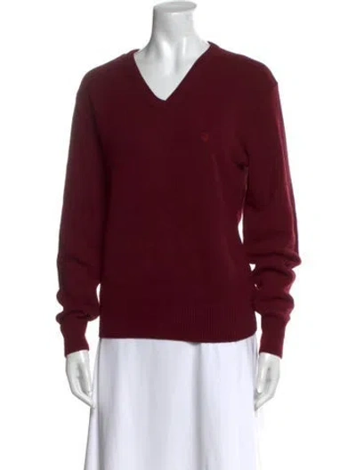 Pre-owned Dior V-neck Long Sleeve Sweatshirt In Red
