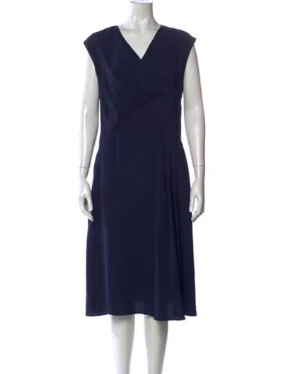Pre-owned Dior V-neck Midi Length Dress In Blue