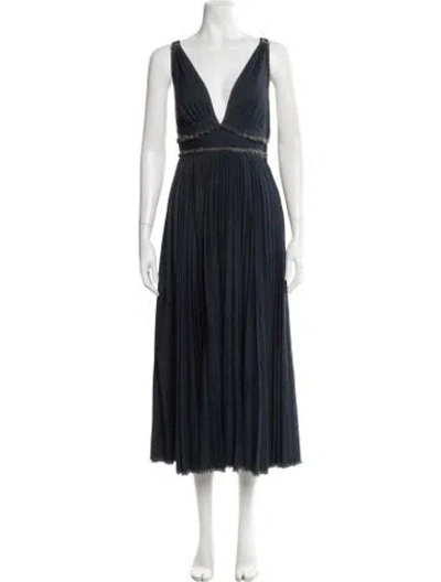 Pre-owned Dior V-neck Midi Length Dress In Blue