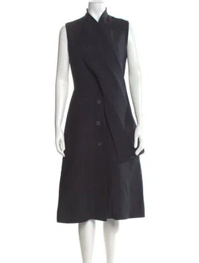 Pre-owned Dior V-neck Midi Length Dress In Gray