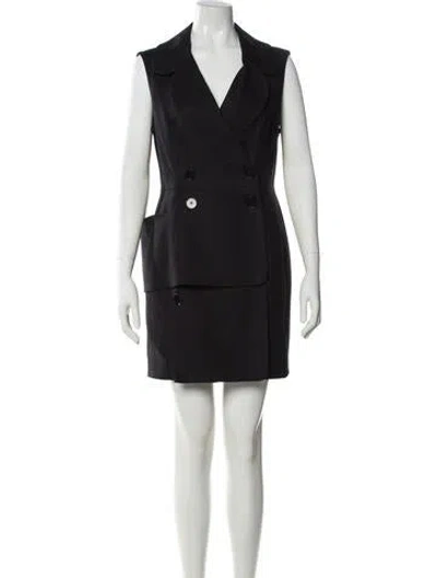 Pre-owned Dior V-neck Mini Dress W/ Tags In Blue