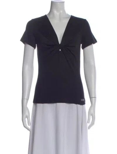 Pre-owned Dior V-neck Short Sleeve T-shirt W/ Tags In Black