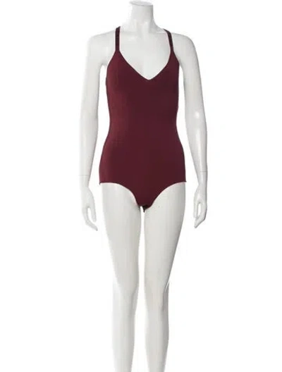 Pre-owned Dior V-neck Sleeveless Bodysuit In Burgundy