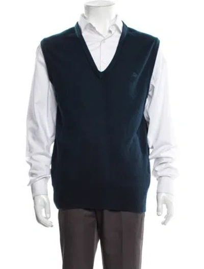 Pre-owned Dior V-neck Sleeveless Sweater Vest In Blue