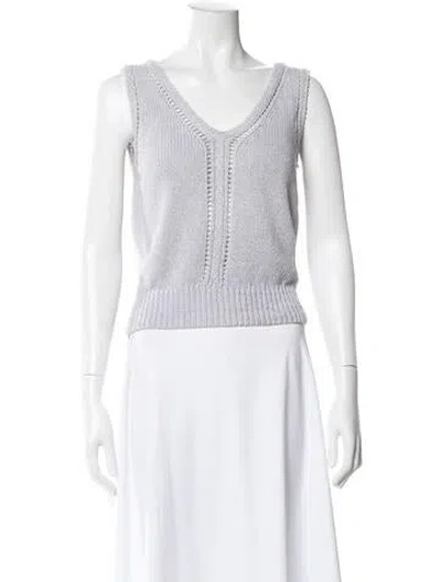 Pre-owned Dior V-neck Sleeveless Top In White