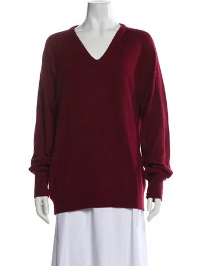 Pre-owned Dior V-neck Sweater In Burgundy