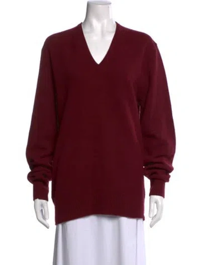 Pre-owned Dior V-neck Sweater In Burgundy