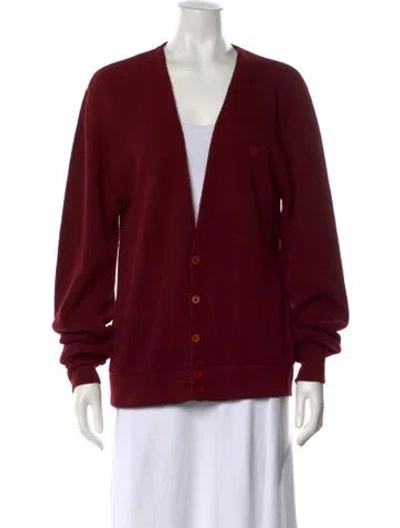Pre-owned Dior V-neck Sweater In Burgundy