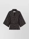 Dior Waist Belted Open Front Textured Fabric Jacket In Black