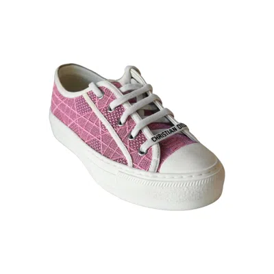 Dior Walk'n' Faded Cannage Motif Embroidered Denim Sneakers Pink