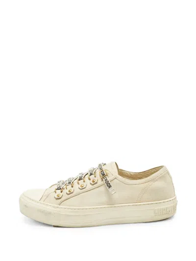 Pre-owned Dior Walk'n' Canvas Low-top Sneakers In White