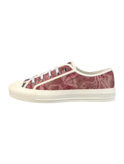 Pre-owned Dior Walk'n' Cherry Red Brocart Sneakers In Pink