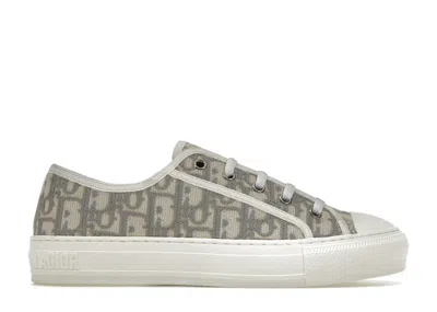 Pre-owned Dior Walk'n' Embroider Cotton (women's) Sneakers In Grey/ivory