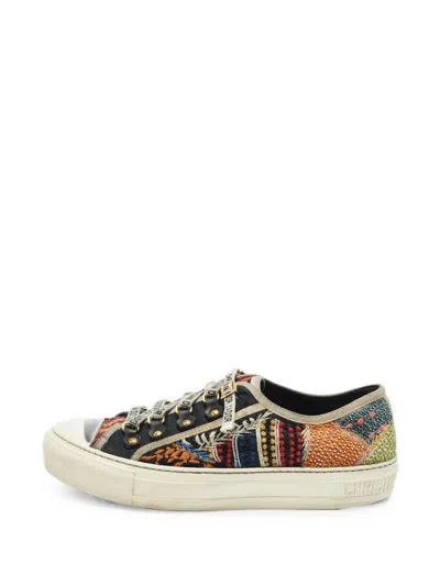 Pre-owned Dior Walk'n' Embroidered Sneakers In Black