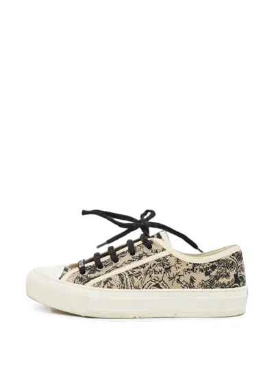 Pre-owned Dior Walk'n' Embroidered Sneakers In Neutrals